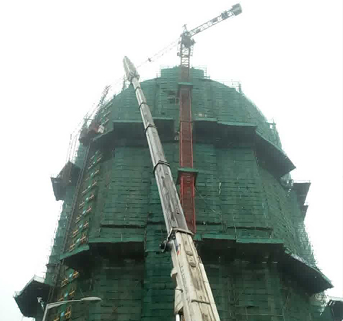 道真仡吊车在工地上作业